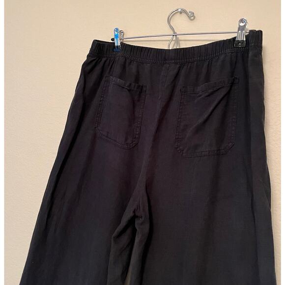 Like new $168 Splendid Angie Wide Leg Palazzo Pant Black Large Linen Blend - Picture 6 of 11